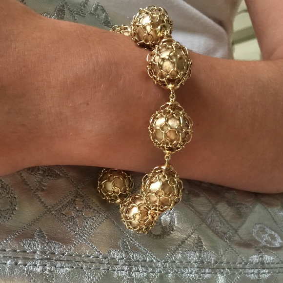 Solid 14k Gold custom made and custom designed netted ball bead brac… - Picture 7 of 11